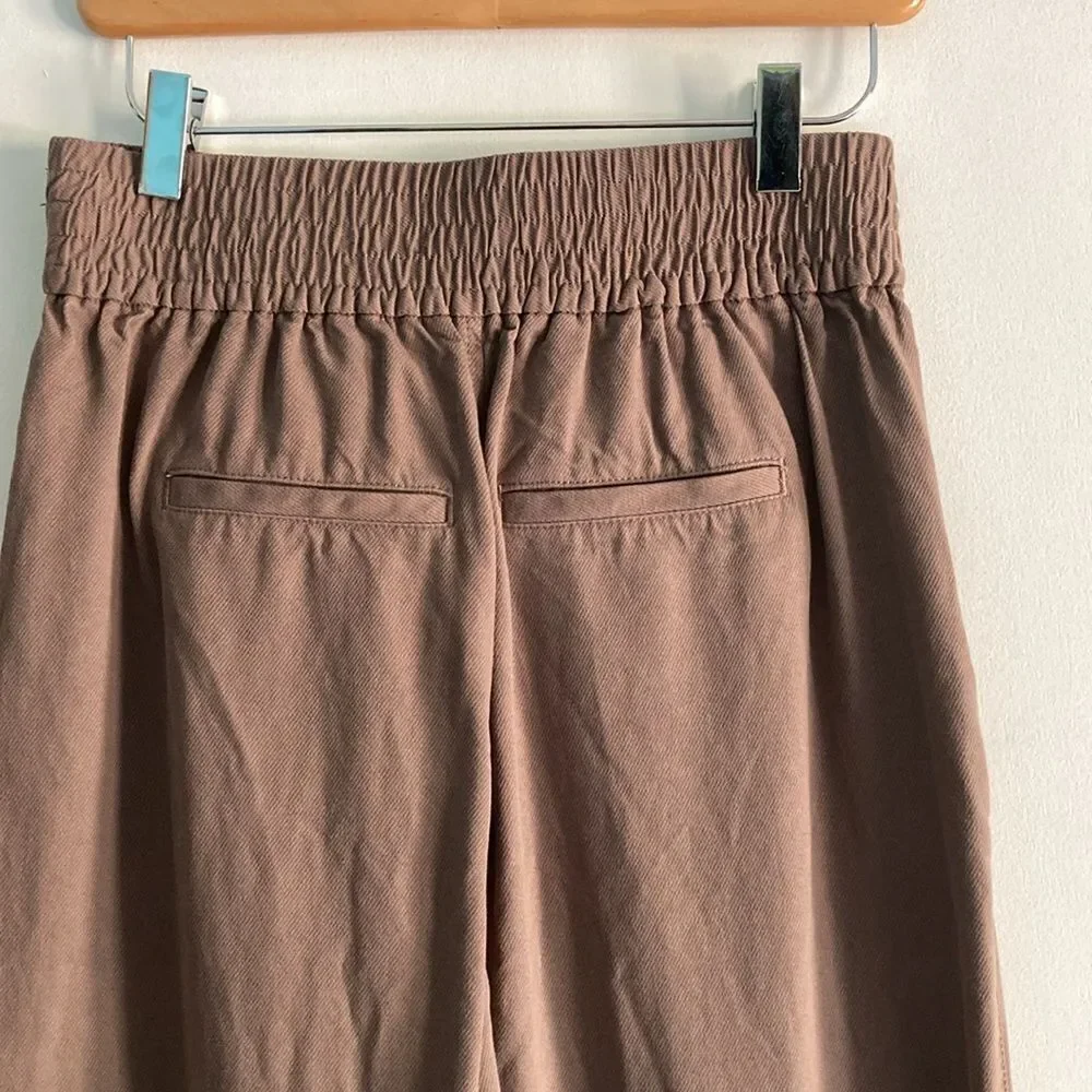 Madewell Size XS Drapeweave Carly Wide Leg Pull On Pants Castle Rock Light Brown
